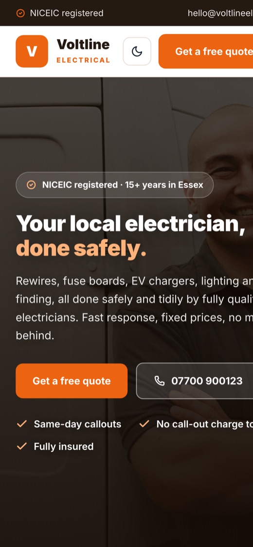 Voltline site on a phone